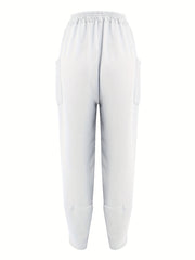 Patched Pockets Solid Pants Casual Pants For Spring & Summer