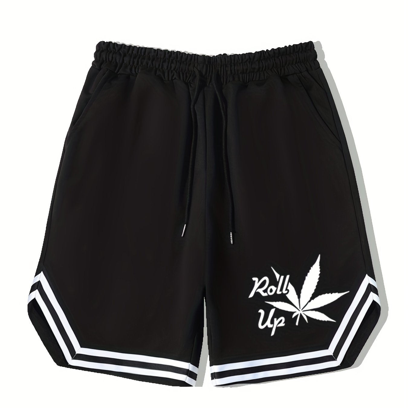 Leaf Pattern Drawstring Shorts for Men