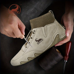 Men's No Tie Ankle High Sock Shoes Casual Walking Boots