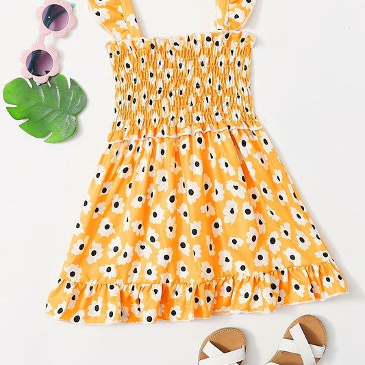 Girls Sleeveless Floral Print Dress