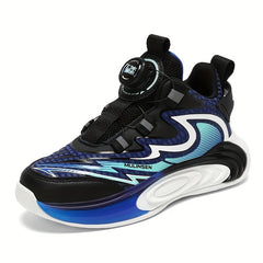 Boy's Rotating Buckle Basketball Shoes Non Slip Sneakers