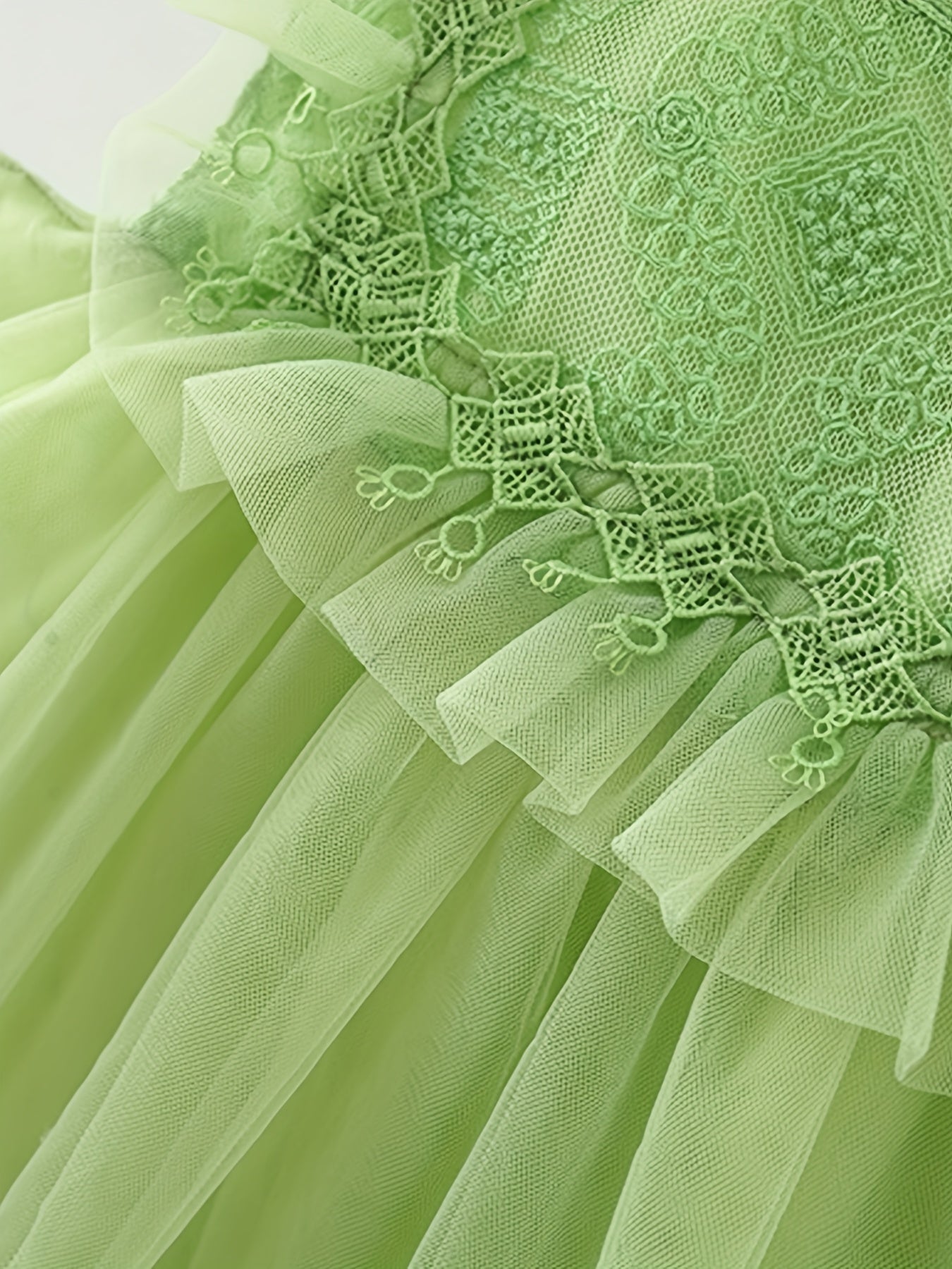Girls Sweet Boho Style Mesh Puffy Skirt Dress with Back Bow
