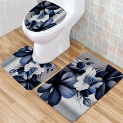 Flower Shower Curtain & Rug Set with 12 Hooks