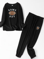 Plus Size Sporty Lounge Set Women's Plus Long Sleeve Fleece