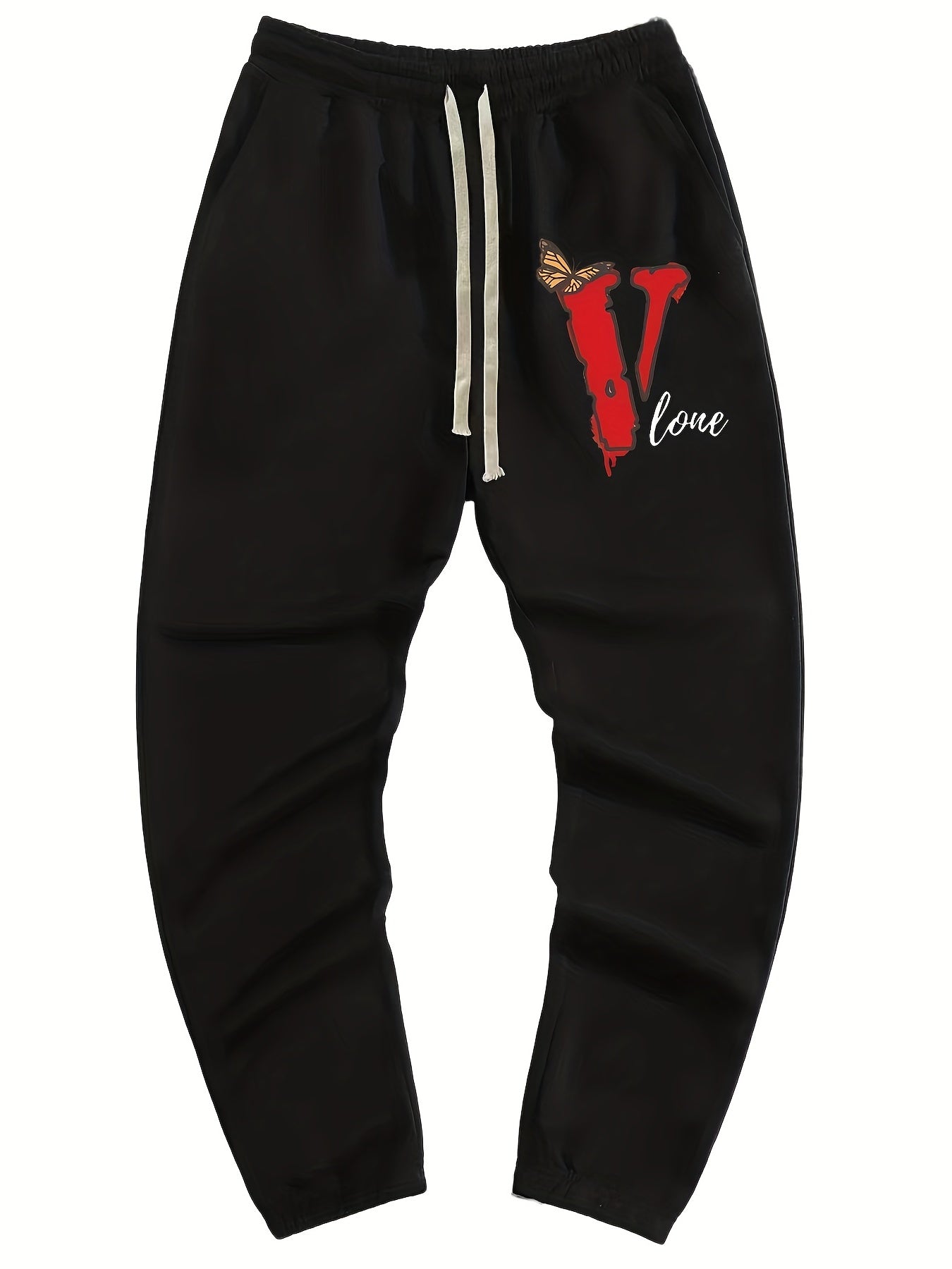 Butterfly V Print Men s Drawstring Sweatpants Pocket Casual Comfy Jogger Pants