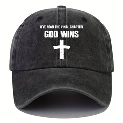 GOD WINS Cross Baseball Cap Distressed Dad Hat