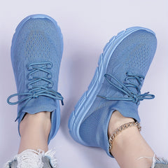 Knit Weaving Platform Sneakers Lightweight Running Shoes