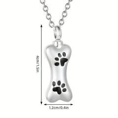 Stainless Steel Paw Bone Pendant Cremation Urn Necklace