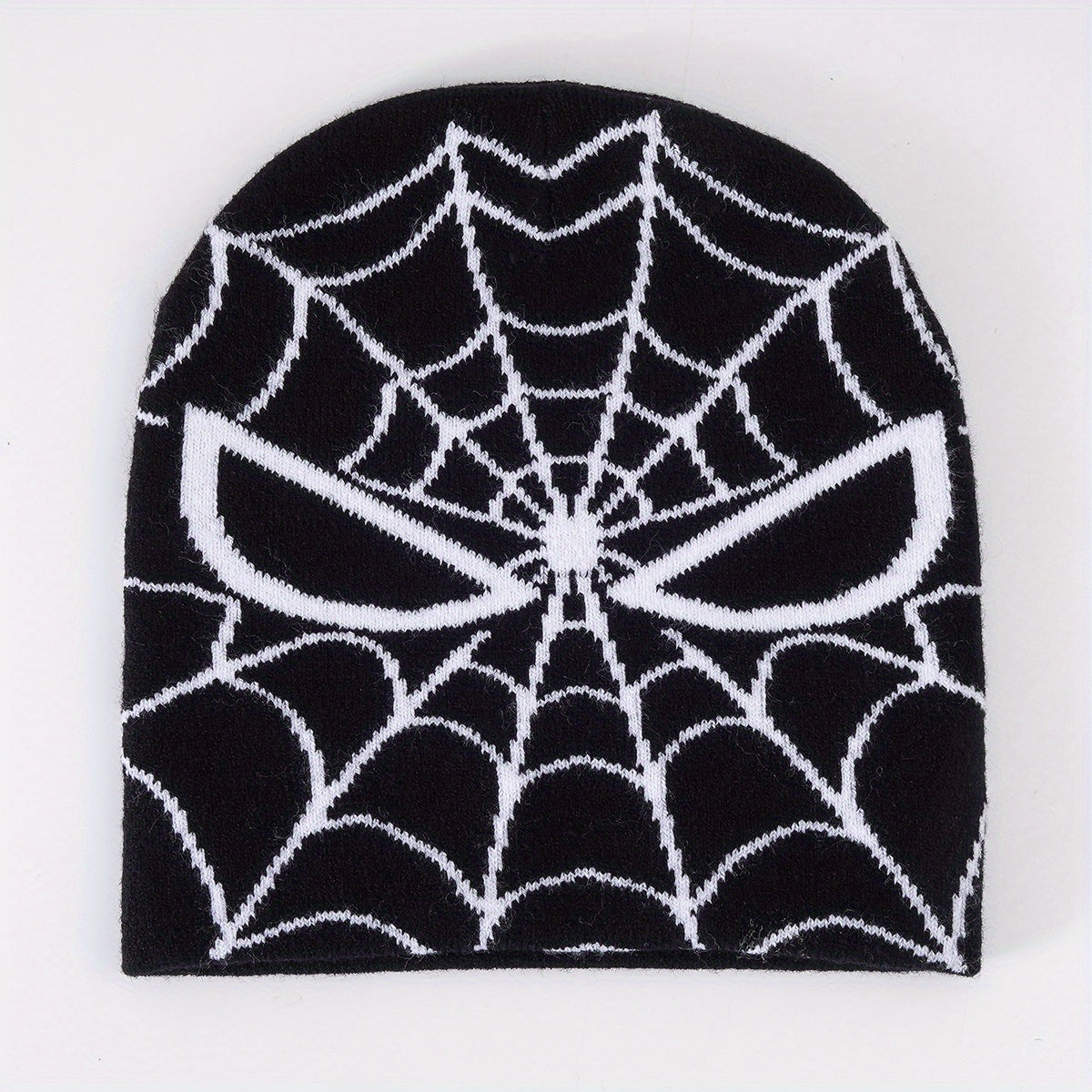 Spider Web Jacquard Beanie Y2K Knitted Skull Cap Hip Hop Unisex