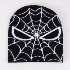 Spider Web Jacquard Beanie Y2K Knitted Skull Cap Hip Hop Unisex