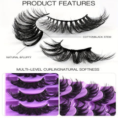 Faux Mink False Eyelashes Thick Curling Extension Makeup 7 Pairs
