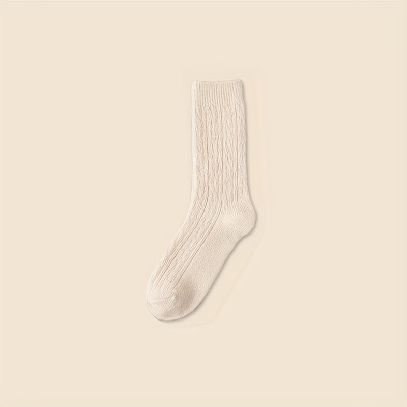 7 Pairs Solid Mid Tube Socks Women's Stockings