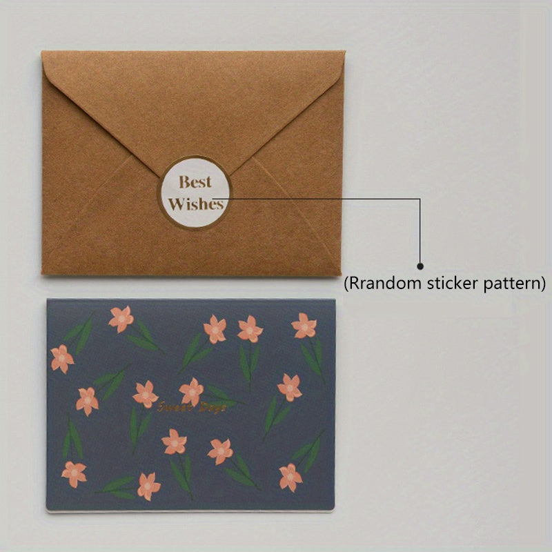 1pc Baby Thank You Card Retro Floral Greeting Card