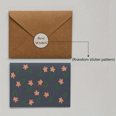 1pc Baby Thank You Card Retro Floral Greeting Card
