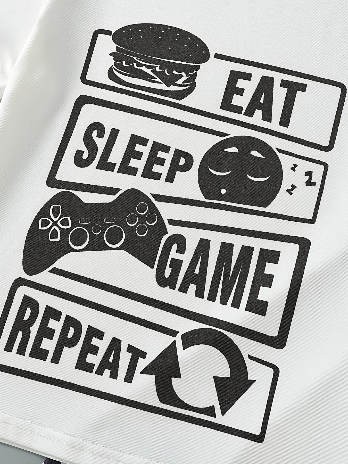 Boys Slogan Print T Shirt & Game Console Print Shorts Set