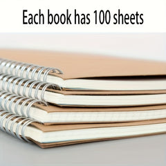 100-Page A6 Spiral Notebook Brown Paper Lined Sketch Memo Notebook