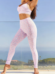 Floral Print Yoga Suit: Cami Bra & High Waist Leggings