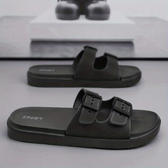 Men's Buckle Slides Non-Slip Slippers Open Toe Shoes