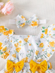2pcs Baby Girls Floral Dress & Headband Set Clothes
