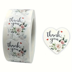 500pcs Heart Flower Stamp Thank You Sticker Paper Wedding Party Stationery