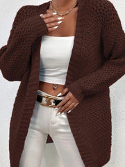 Solid Long Sleeve Open Front Cardigan