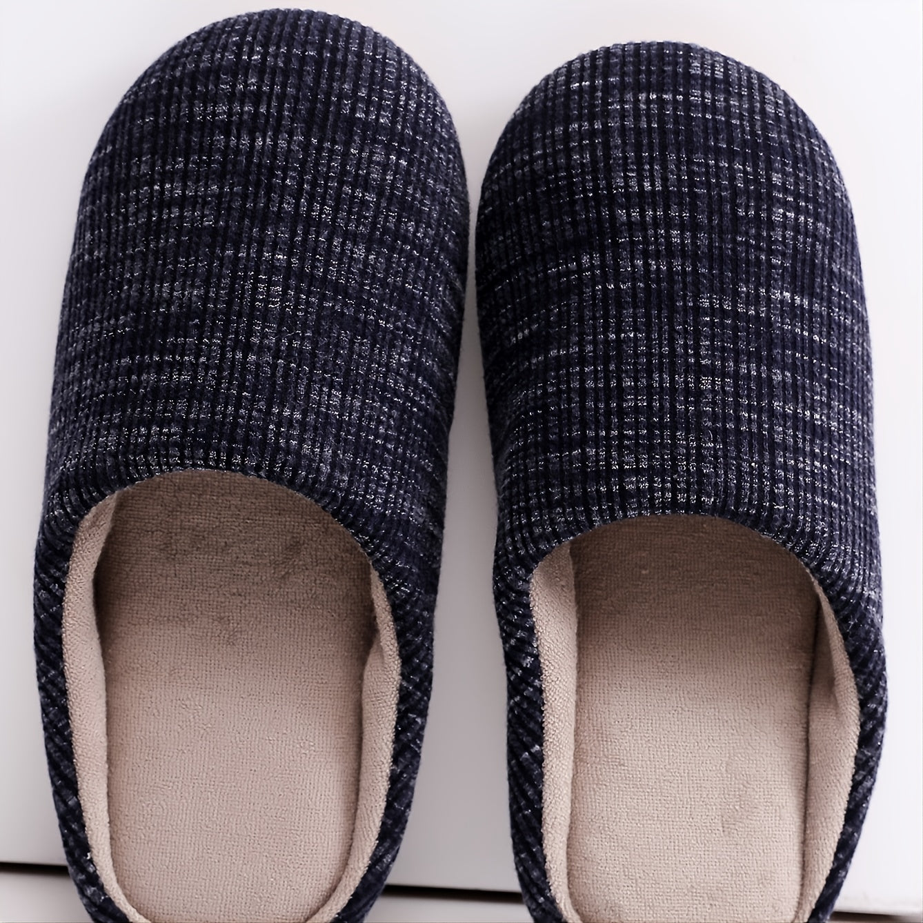Men's Cozy Striped Slides Soft Plush Slippers