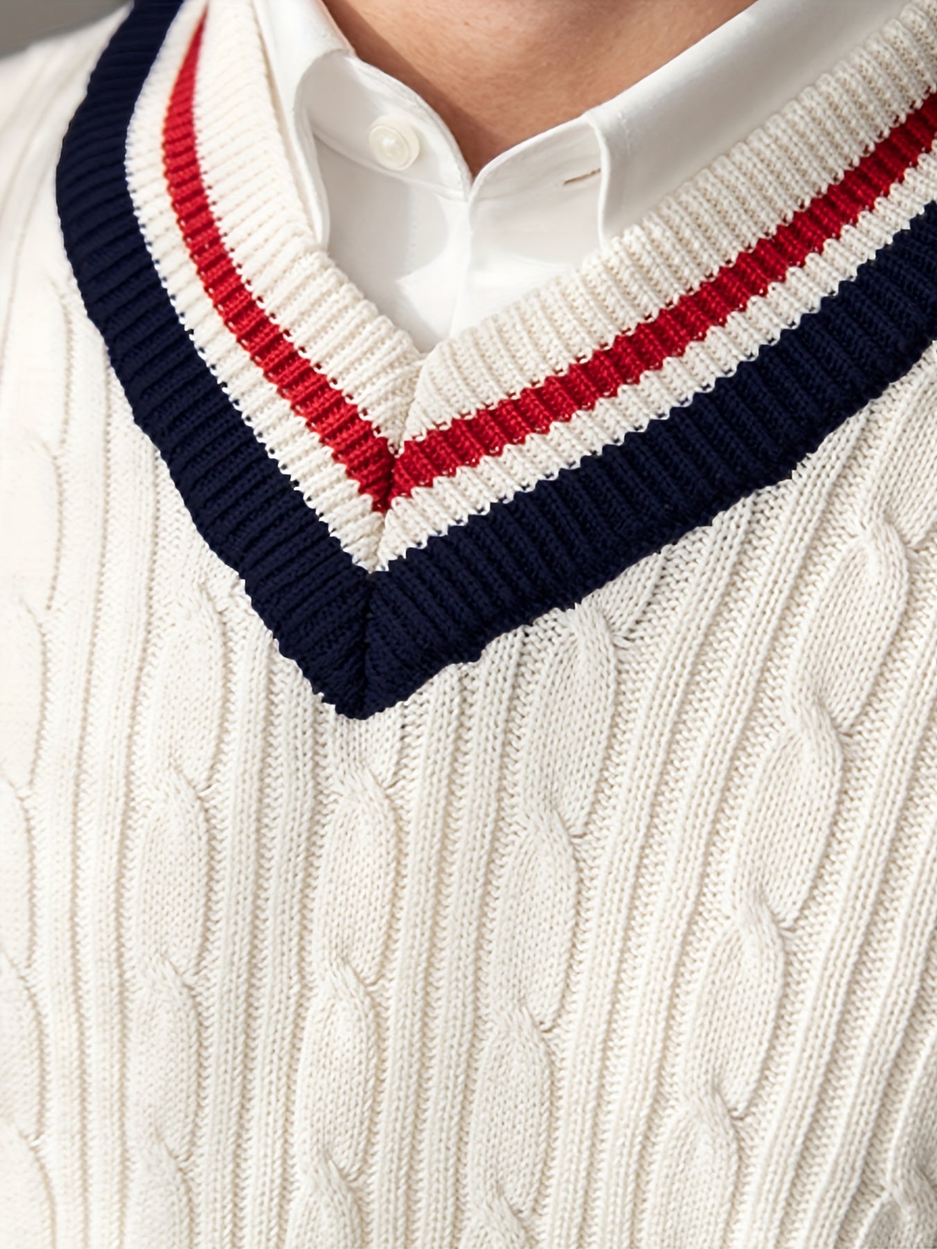 V Neck Pullover Sweater Men's Casual Warm for Fall Winter