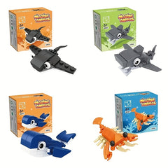 10pcs Marine Animal Building Block Set - Seahorse, Octopus, Crab, Turtle