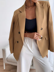 Double Breasted Lapel Blazer Long Sleeve Outerwear