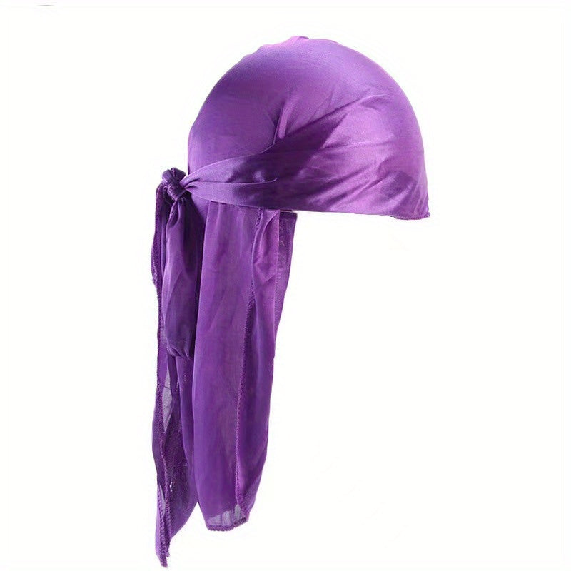 Men's Silky Turban Head Wrap Hat Wig Satin Extra Long Tail