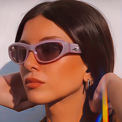 Cat Eye Sunglasses Y2K Wrap Around Star Decor UV Blocking