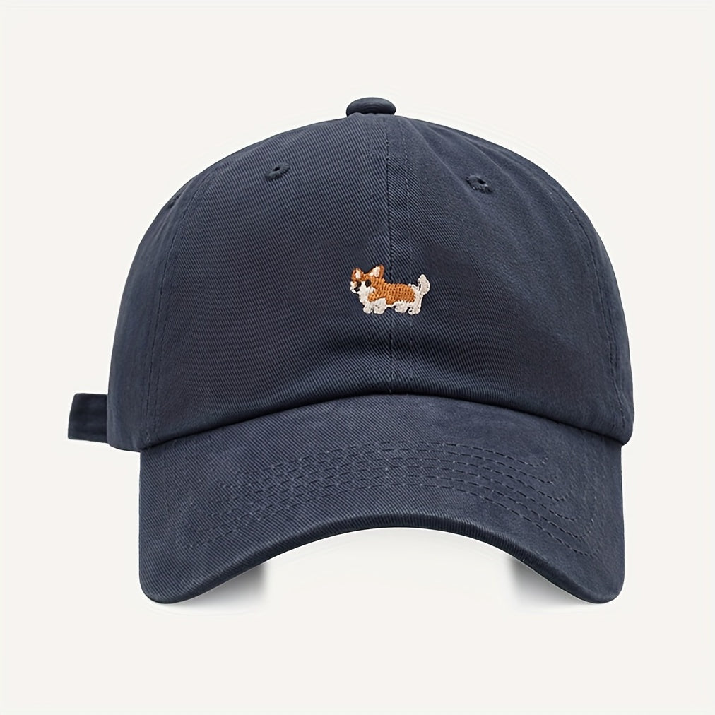Embroidered Cartoon Puppy Baseball Cap Navy Sun Hat