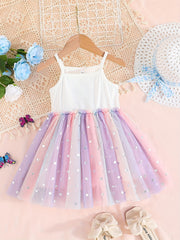 Toddler Girls Heart Print Princess Cami Dress for Party