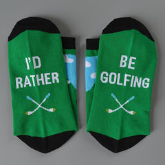 Men's Novelty Golf Graphic Mid Crew Socks, Non Slip Bottom, Autumn Winter Wear