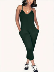 V Neck Cami Jumpsuit with Pockets