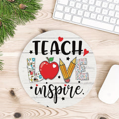 Cartoon Teacher Love Gaming Mouse Pad for Women Round Mousepad Non-slip Mat