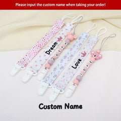 Customized Baby Dummy Clip Personalized Pacifier Leash Newborn Gift