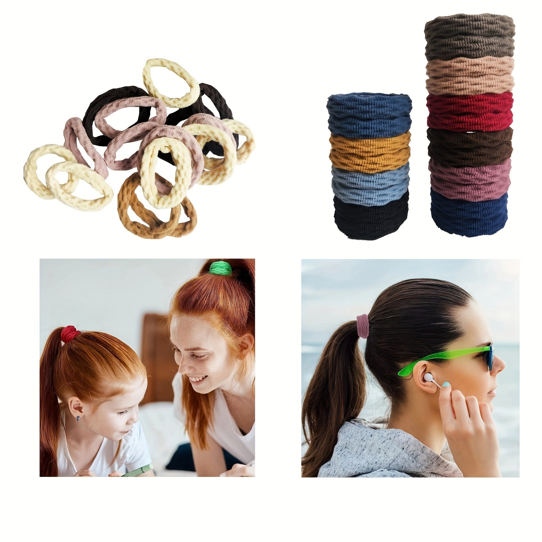 20pcs Colorful Elastic Hair Ties Hair Accessories Girls Ladies