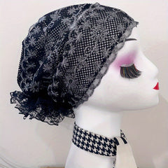 Lace Embroidery Turban Cap Vintage Beanie Women Ramadan Hijab Chemo Hats
