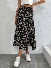 Floral Print Split Skirt High Waist