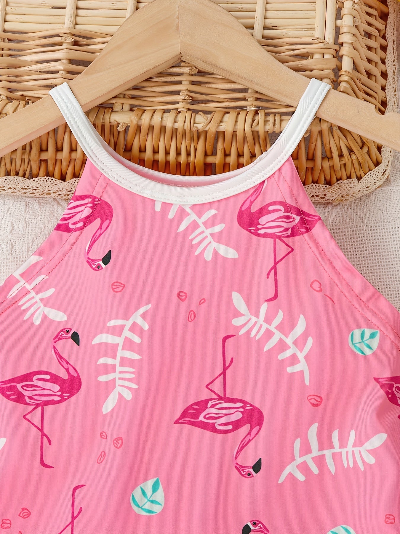 Flamingo Print Tank Dress Kids Summer Outfit