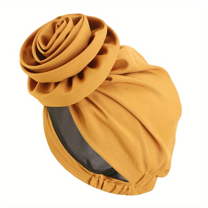 Satin Lined Turban Cap Double Layer Head Wrap Elastic Bonnet Chemo Hats