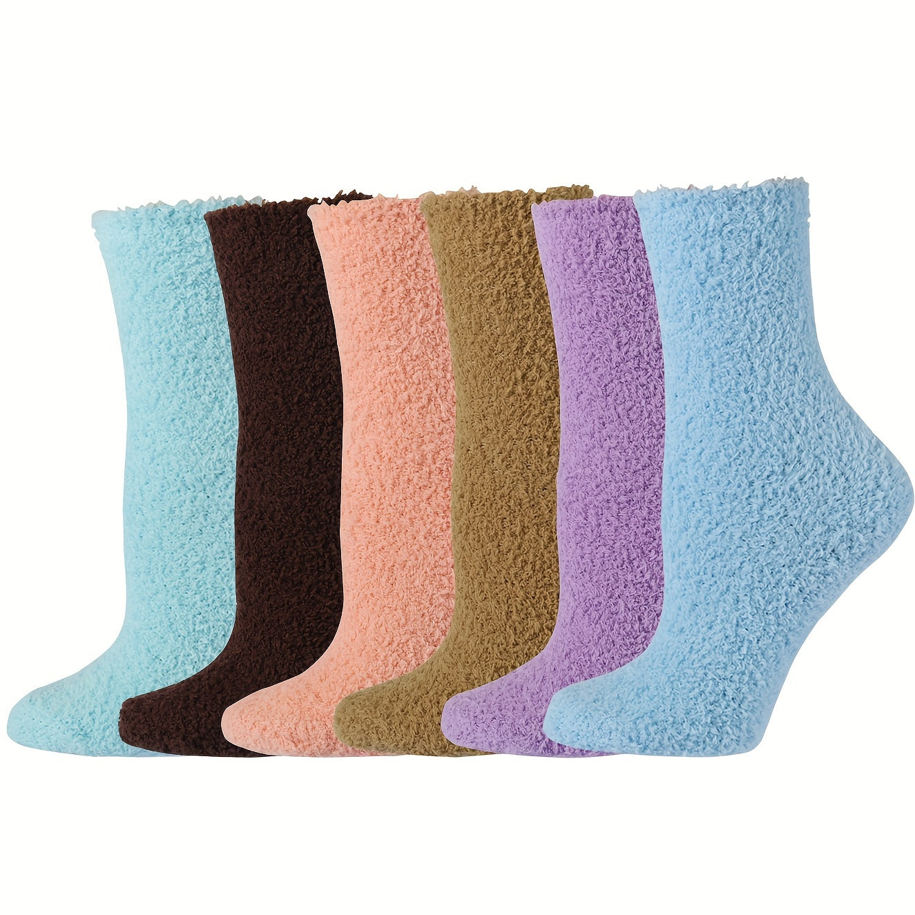 6 Pairs Geometric Pattern Warm Fuzzy Floor Socks Women's Stockings