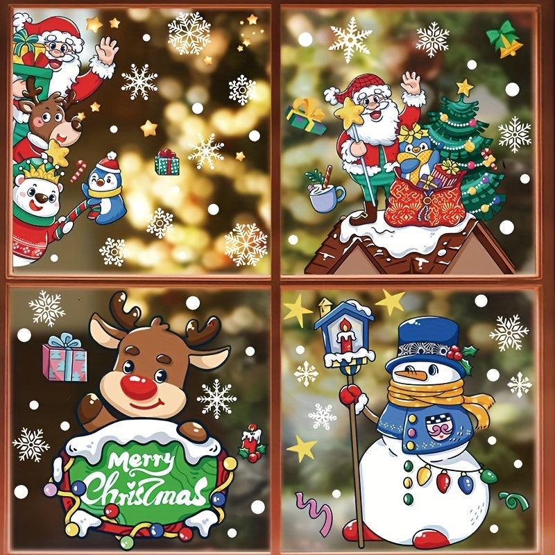 6pcs Christmas Window Sticker Dwarfs Snowflake Wall Stickers