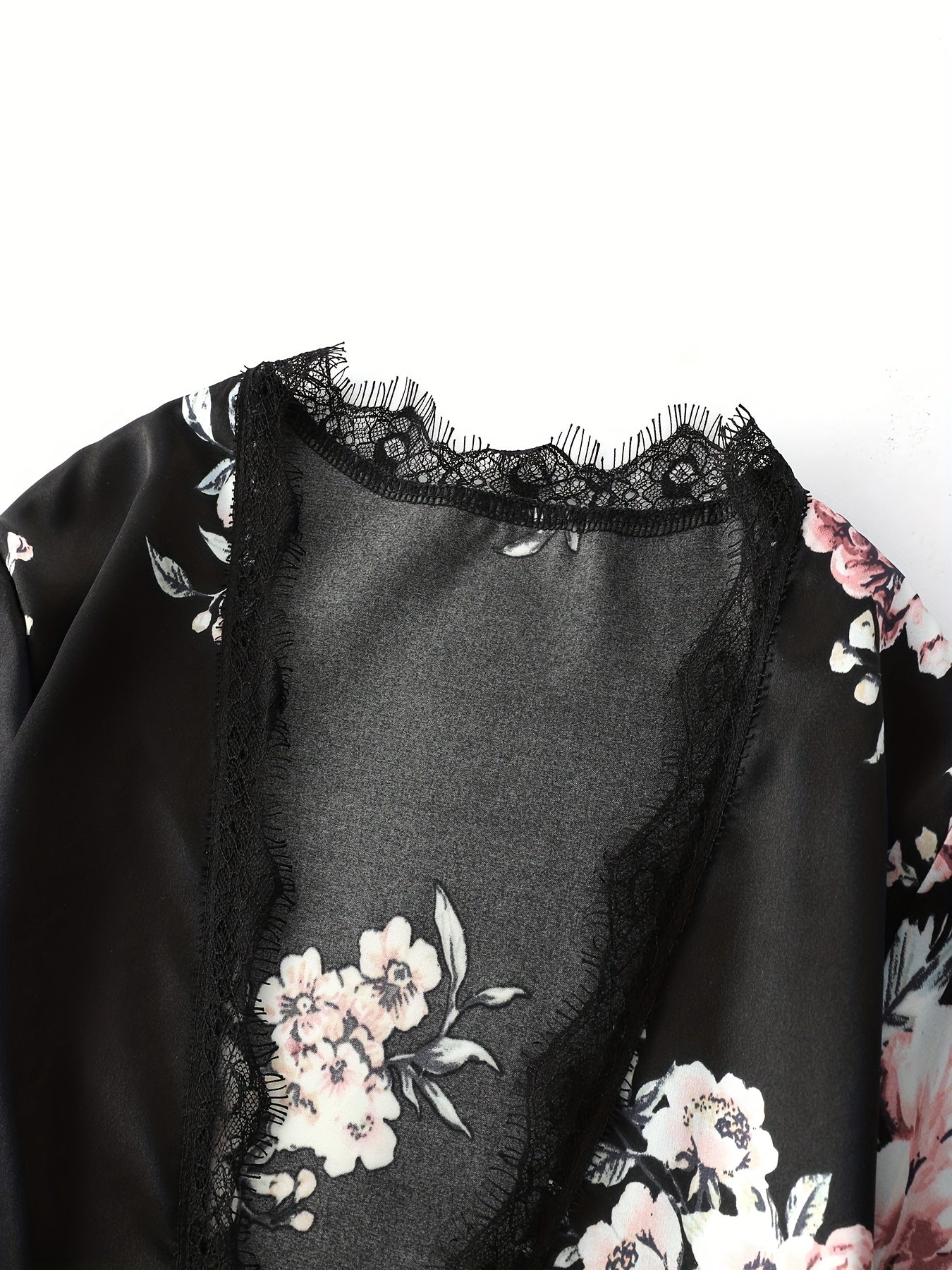 Women's Long Floral Print Kimono Nightgown