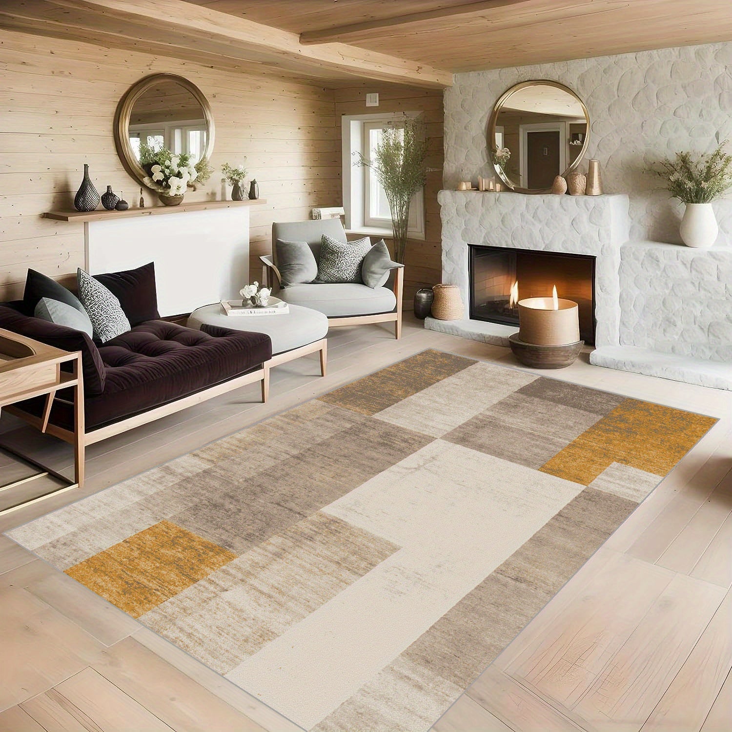 Boho Geometric Abstract Art Carpet Anti Slip - Large Area Carpet