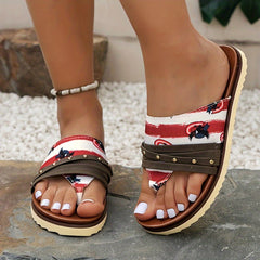 Women's Eagle Stripe Pattern Flip flops Comfortable Beach Slippers