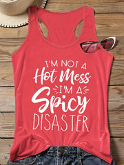 Slogan Print Round Neck Vest Top