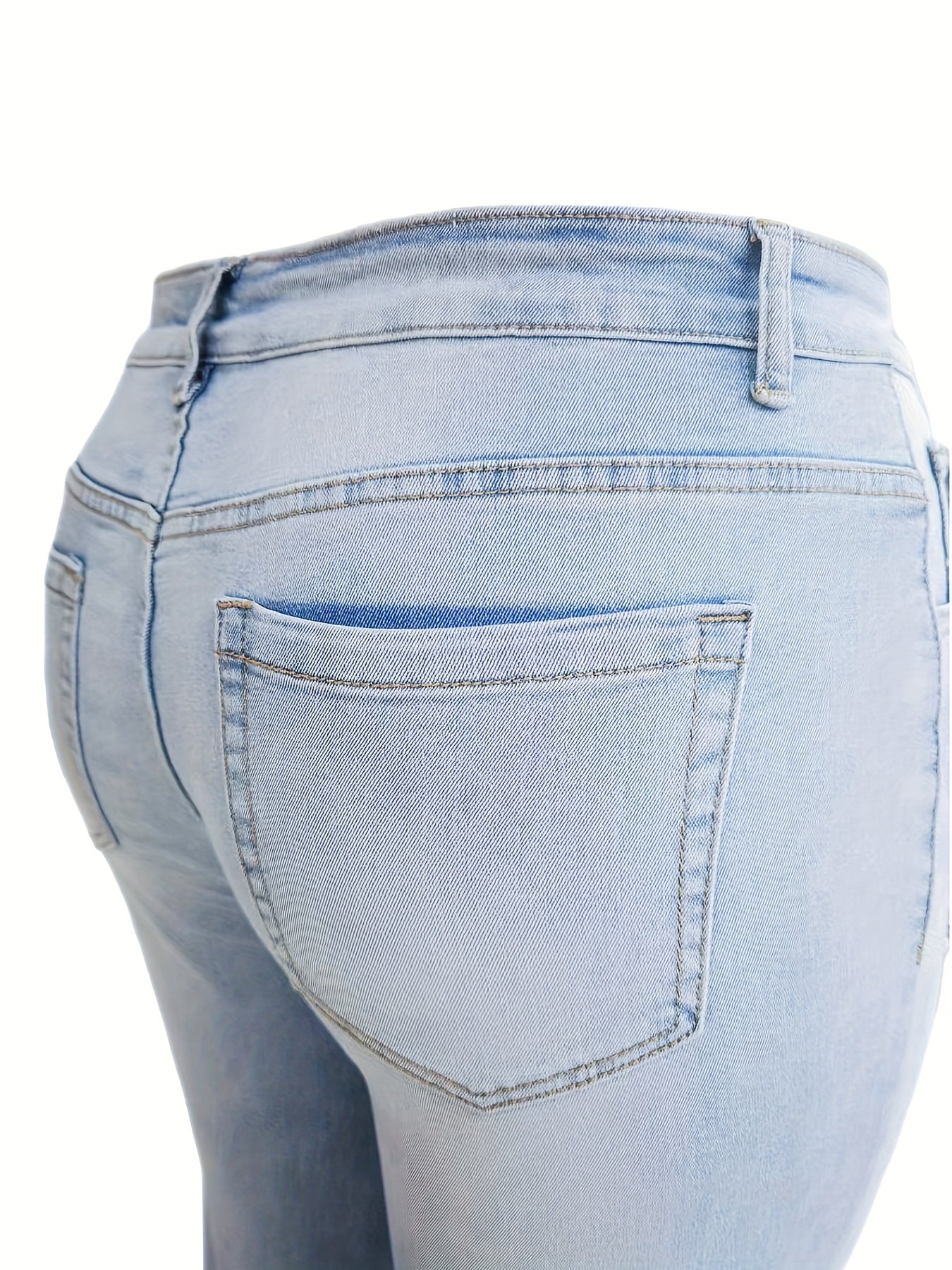 Women's Plus Ripped Fringe Trim Flare Leg Jeans