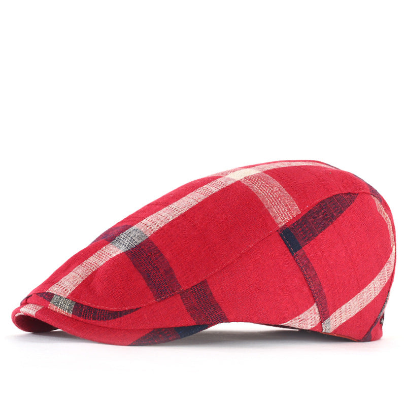 Summer Plaid Beret Cap Sunscreen Visor Hat